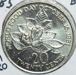 Jamaica 1985 20 Cents BU KM 120 904652 combine shipping