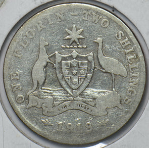Australia 1918 Florin Kangaroo animal Emu 150694 combine shipping