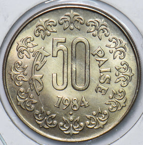 India Republic 1984 B 50 Paise Lion animal BU 151263 combine shipping