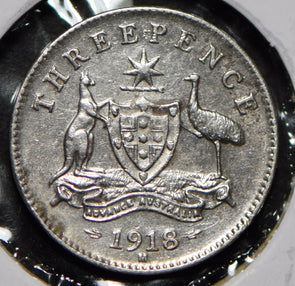 Australia 1918 3 Pence Kangaroo animal Emu  191480 combine shipping