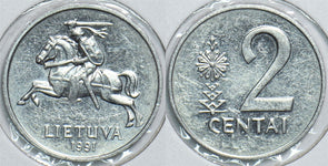 Lithuania 1991 2 Centai Horse animal 198332 combine shipping