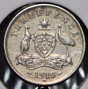 Australia 1918 3 Pence Kangaroo animal Emu  191478 combine shipping