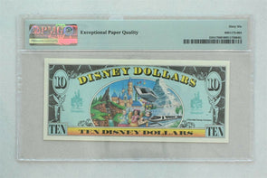 Disney Dollar 1990 $10 PMG Gem UNC 66EPQ DIS17. Minnie. View of Disneyland PM02