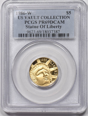 1986-W Gold $5 AGW 0.2419oz valut collection liberty PCGS Proof 69 DCAM PC1605