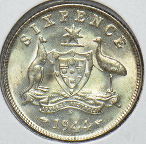 Australia 1944 S 6 Pence Kangaroo animal Emu 192765 combine shipping