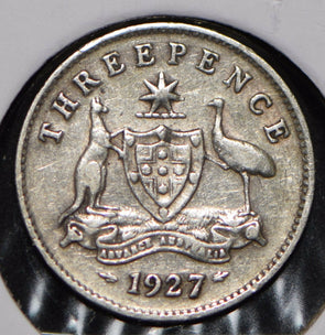 Australia 1927 3 Pence Kangaroo animal Emu  191354 combine shipping