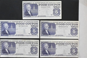 US 1989 A-97B USDA $5 Food Coupons XF-AU Lot of 13 (+1 with Major Damage) RC0718