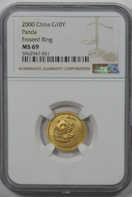 China 2000 10 Yuan gold NGC MS69 Panda 1/10oz gold Frosted Ring NG1538 combine s