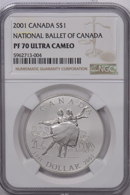 Canada 2001 Dollar Silver NGC Proof 70 UC National Ballet of Canada NG1679 combi