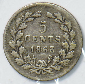Netherlands 1863 5 Cents  291300 combine shipping