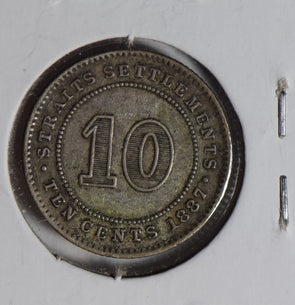 Straits Settlements 1887 10 Cents silver  S0269 combine shipping