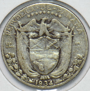 Panama 1934 Silver 1/10 Balboa Eagle animal 292583 combine shipping