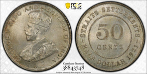 Straits Settlements 1921 50 Cents PCGS MS64 PC0909 combine shipping