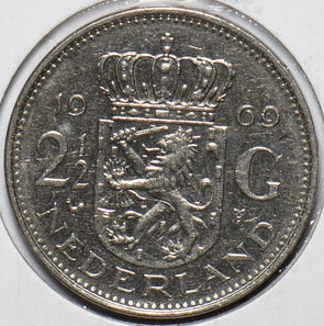 Netherlands 1969 2 1/2 Gulden Lion animal 900500 combine shipping