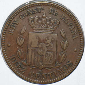 Spain 1877 10 Centimos Lion animal 193264 combine shipping