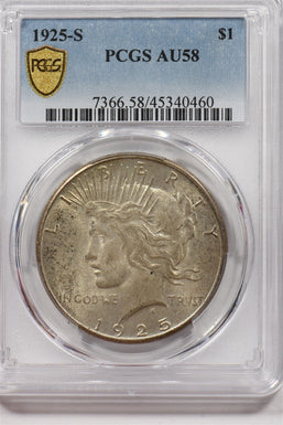 1925-S Peace Dollar Silver PCGS AU58 PC1512