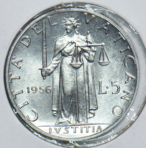 Vatican 1956 5 Lire 241058 combine shipping