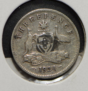Australia 1924 3 Pence Kangaroo animal Emu  901234 combine shipping