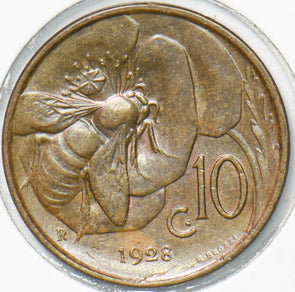 Italy 1928 10 Centesimi Honey Bee animal Vittorio Emanvele III 292939 combine sh