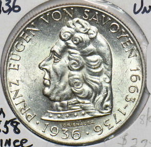 Austria 1936 Prince Eugene 2 Schilling Eagle animal 292515 combine shipping