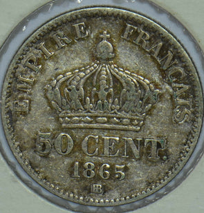 France 1865 Napoleaon III 50 Centimes Eagles animal 290592 combine shipping