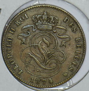 Belgium 1874 2 Centimes Lion animal 290955 combine shipping