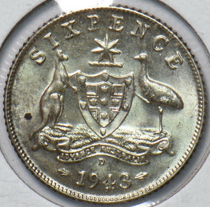 Australia 1943 D 6 Pence Kangaroo animal Emu 192741 combine shipping
