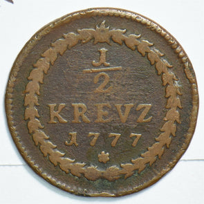German States 1777 1/2 Kreuzer 0 Pfalz Subzbach 298600 combine shipping