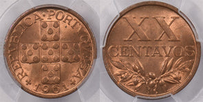 Portugal 1961 20 Centavos PCGS MS 65 RED PI0121 combine shipping