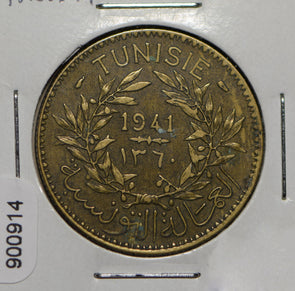 Tunisia 1941 AH 1360 2 Francs  900914 combine shipping