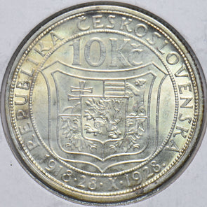 Czechoslovakia 1928 10 Korun Lion animal Bear 192557 combine shipping