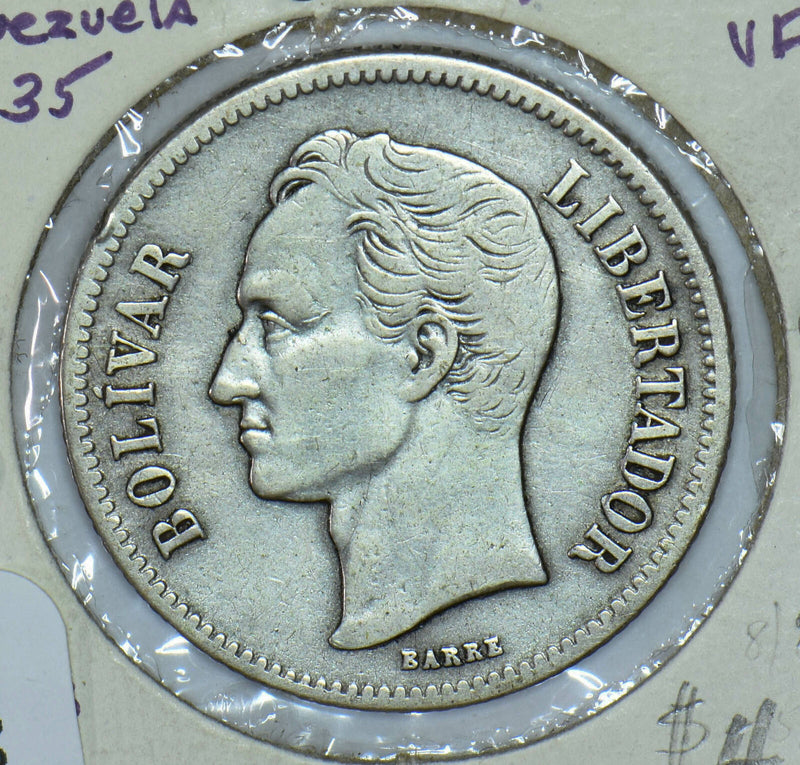 Venezuela 1935 Silver 2 Boliviares Horse animal 290604 combine shipping