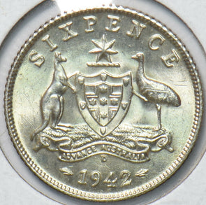 Australia 1942 D 6 Pence Kangaroo animal Emu 192749 combine shipping
