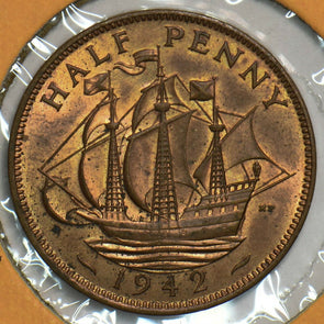 Great Britain 1942 1/2 Penny UNC 904214 combine shipping