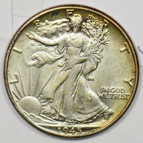 1945 Walking Liberty Half Dollar 90% silver AU/ UNC U0188