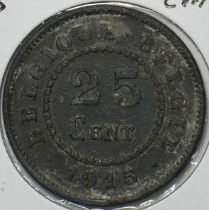 Belgium 1915 25 Cents Lion animal 297316 combine shipping