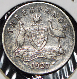 Australia 1927 3 Pence Kangaroo animal Emu  191495 combine shipping