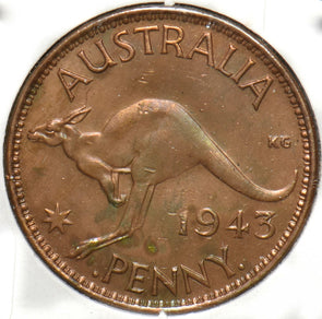 Australia 1943 Penny Kangaroo animal Georgivs VI 902183 combine shipping