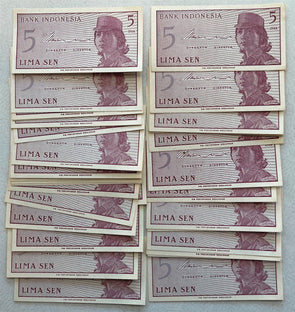 Indonesia 1964 5 Sen Lot of 38 CU pcs BL0093 combine shipping