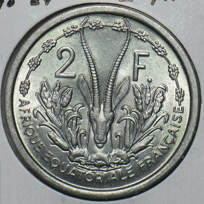 French Equatorial Africa 1948 2 Francs Gazelle animal 297846 combine shipping