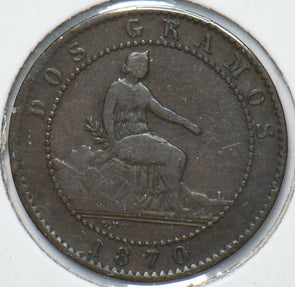 Spain 1870 2 Centimos Lion animal 902696 combine shipping
