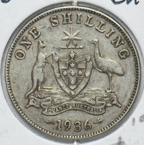 Australia 1936 Georgivs V Shilling Kangaroo animal Ostrich Austraila Coat of Ar