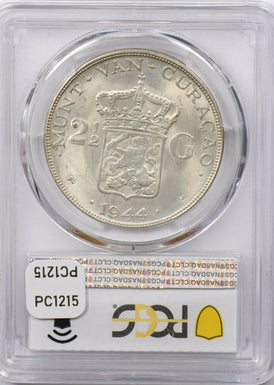 Curacao 1944 D 2 1/2 Gulden PCGS MS 64 rare condition PC1215 combine shipping