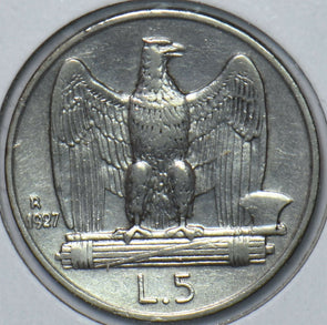 Italy 1927 5 Lire Eagle animal 296540 combine shipping