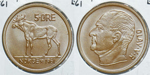 Norway 1961 5 Ore BU Elk 198538 combine shipping