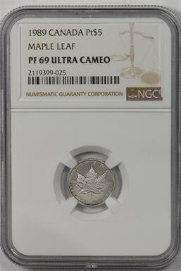 Canada 1989 5 Dollars platinum NGC Proof 69 Ultra Cameo 0.1oz platinum. 16992 mi