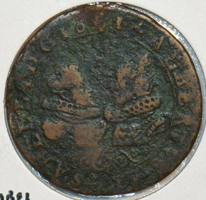 Spanish Netherlands 1614 Jeton snake tree animal ISABELLA AND ALBERT W OUROBOROS