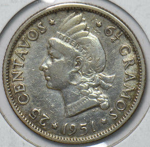 Dominican Republic 1951 25 Centavos 294139 combine shipping