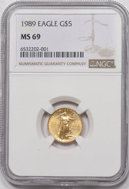 1989 $5 1/10oz Gold Eagle American Liberty NGC MS69 NG1790