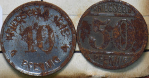 German States 1918 Ludenscheid 10 Pfennig and 50 Pfenning 292545 combine shippi